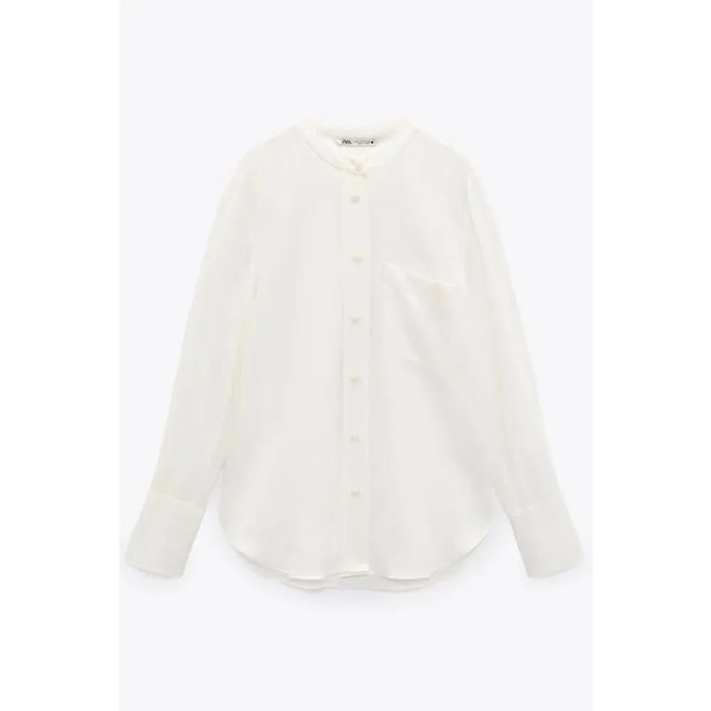 NEW ZARA Women’s Medium Ivory Cream Button Down Blouse - Picture 5 of 9